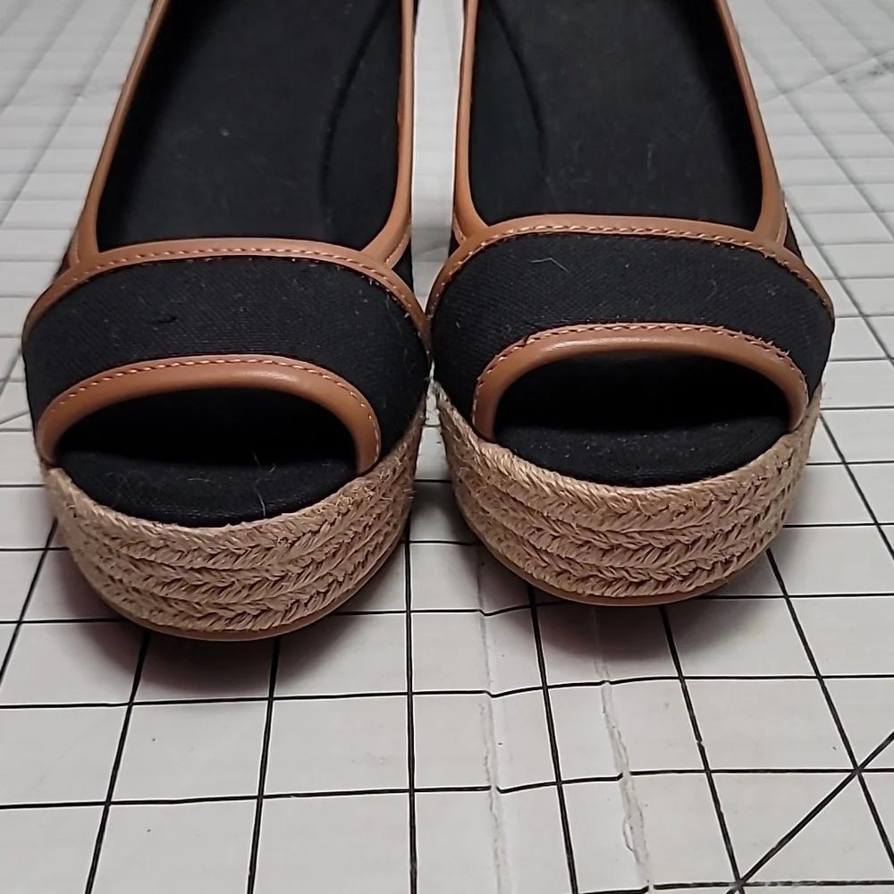 Tory Burch Majorca Canvas Wedge‎ NEW Black Size 9.5  EU 39.5